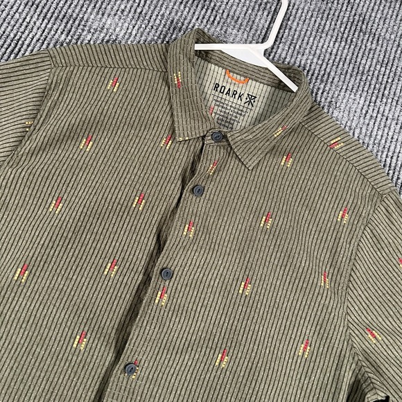 Roark Other - Roark Shirt Mens Medium Green Striped Geometric Short Sleeve Button Up Casual
